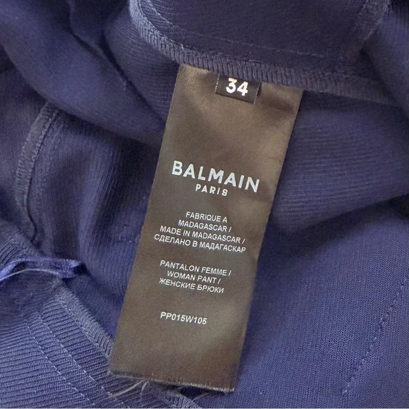 NWT Balmain Wool Twill Navy Blue Flare Trousers Size 34 FR 2 US